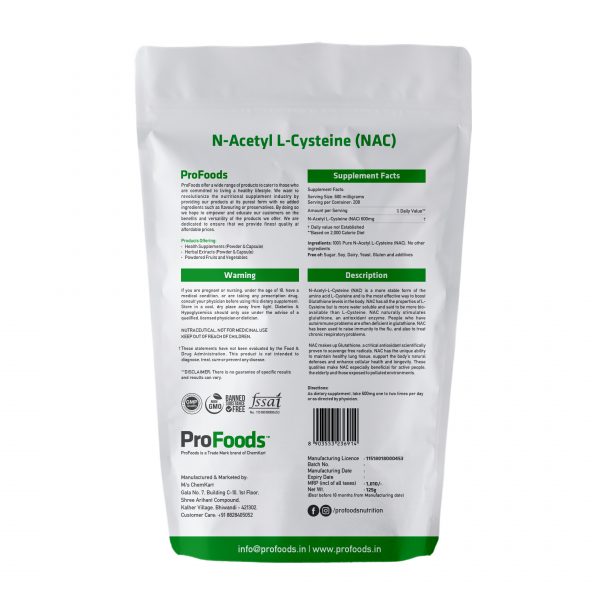 N-Acetyl L-Cysteine (NAC) Powder 125g Back